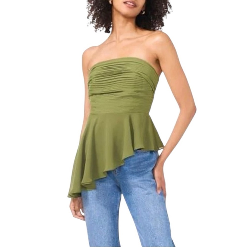 Parker The Delilah Pleated Asymmetrical Strapless Top
